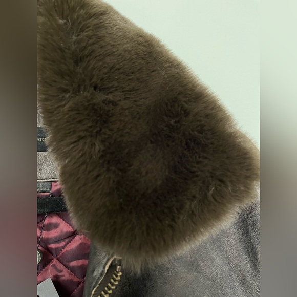 John Varvatos Tommy Bomber Removable Shearling Collar Leather. Size Lrg BNWT - Picture 8 of 16